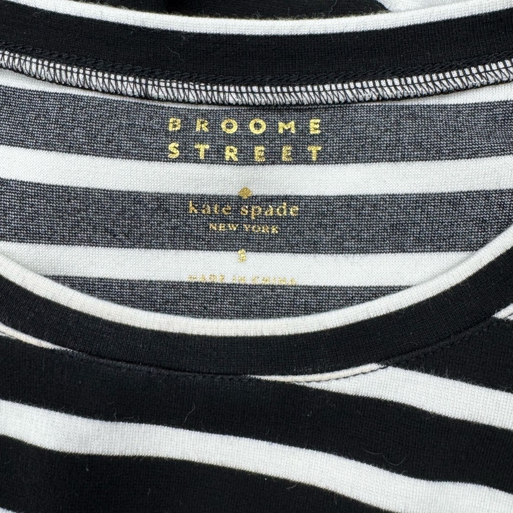 Kate Spade Broome Street Black White Stripe Dress Fit & Flare Pockets Size Small - Picture 7 of 9